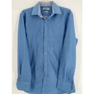 MONZA BY ROSSO MILANO Men's Tailored Fit Blue Dot Print Dress Shirt  M‎ 15 1/2